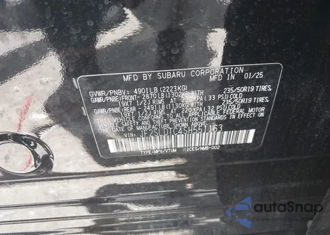 2025 Subaru Forester Touring из США, поврежденный, VIN JF2SLDTC4SH551163